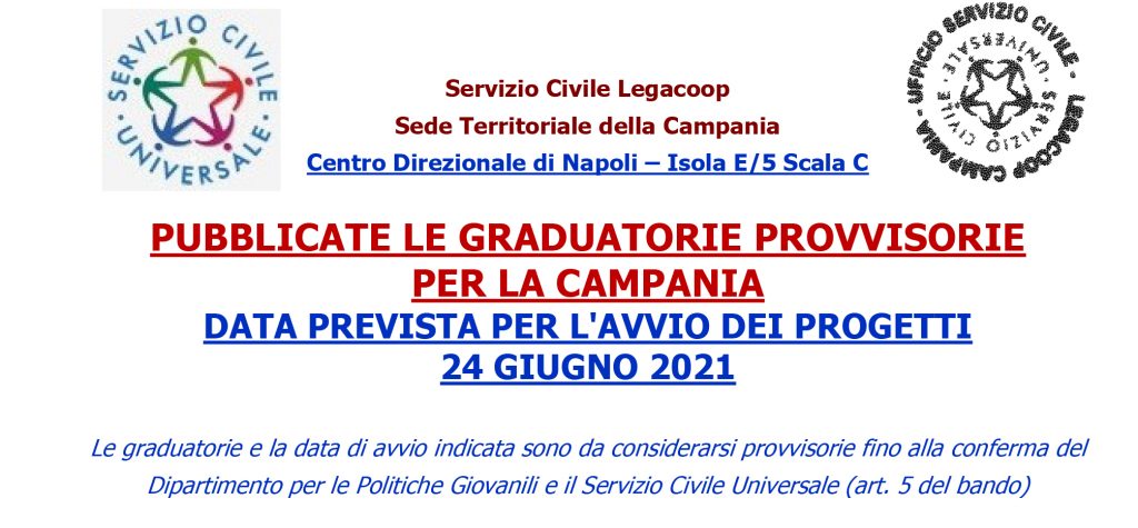 PUBBLICATE LE GRADUATORIE PROVVISORIE  PER LA CAMPANIA